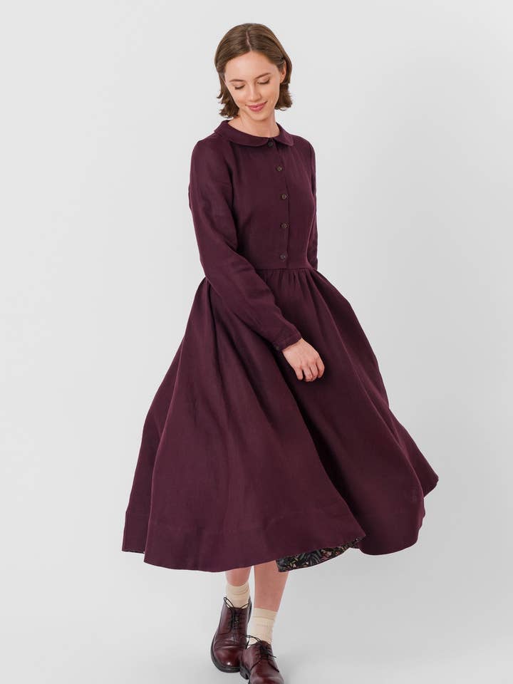 Son de Flor - Wholesale Dress - Women's - Classic Dress, Long Sleeve, Twill Linen6