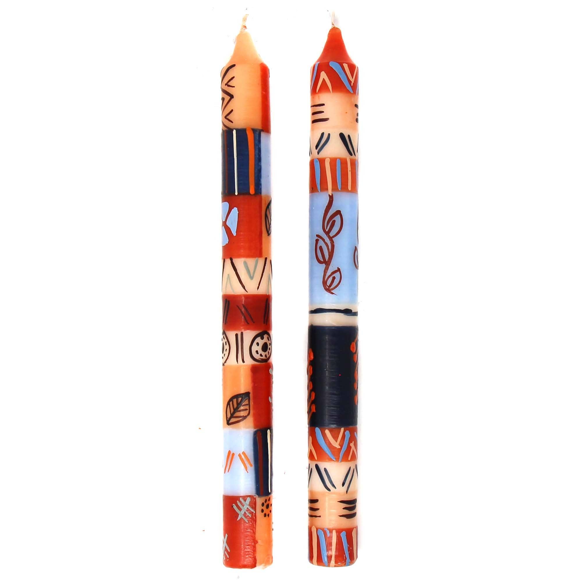 Global Crafts - Wholesale Tapered Candle/Candlestick - Hand Painted Dinner Candles Pair - Uzushi Design2