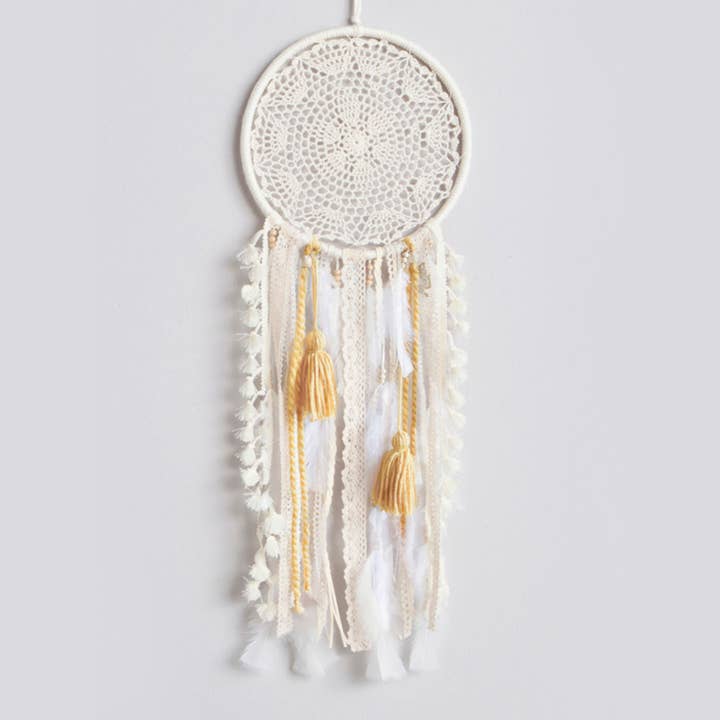 Beige Dreamcatcher for Kids, Mustard Color, Nursery Room Dec for wholesale by MANIK