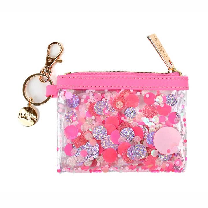 Pink Party Confetti Mini Wallet Keychain for wholesale by Packed Party