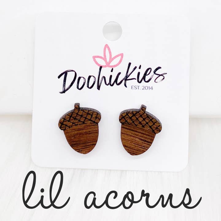 Lil' Acorn Studs- Fall Wood Studs for wholesale by Doohickies