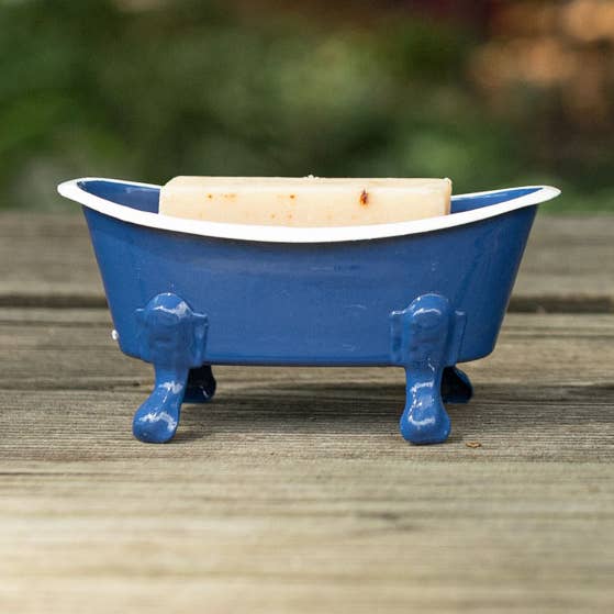 Blue Enamel Bathtub Metal Soap Dish for wholesale by Foreside Home & Garden