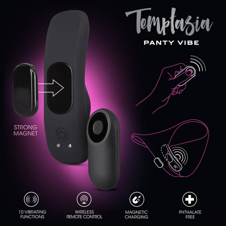 Blush - Wholesale Sex Toy - Temptasia - Remote Control Panty Vibe - Black