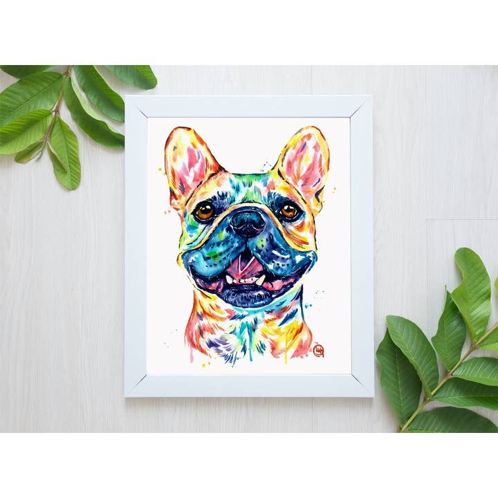 Whitehouse Art – Engroshandel Kunsttryk – Fawn Fransk Bulldog Akvarel Maleri, Frenchie, Sød hund