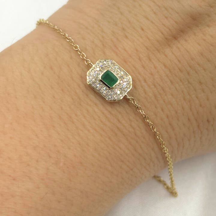 BFK60619EM. 14k massivt guld armbånd med diamanter og ædelsten for engroshandel hos Tresor Jewelry Inc.