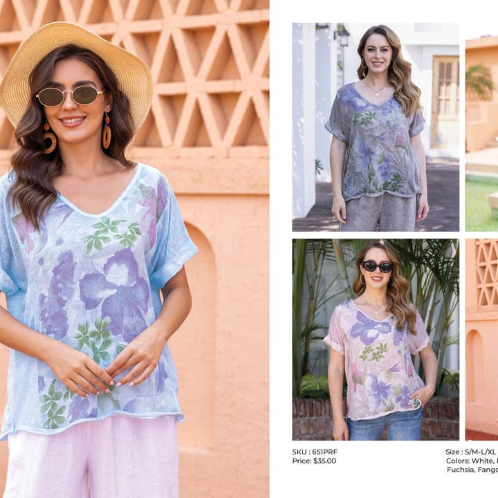 Purple Petal Coldwash Top for wholesale by Orange Fashion Village