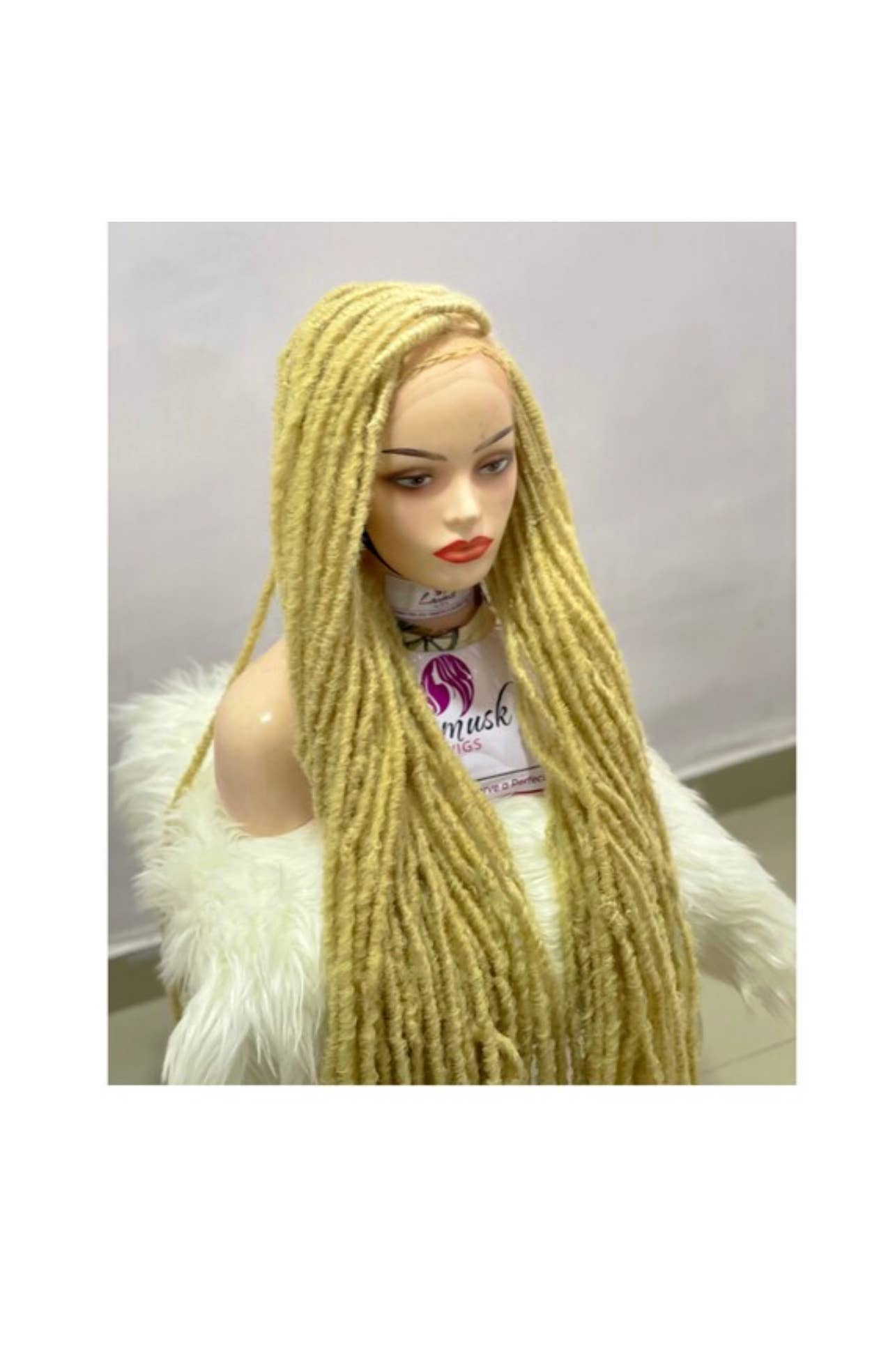 Lamuskwigs – wholesale Wig/hair piece – 36 inches Long distressed faux locs, blonde faux locs wig4