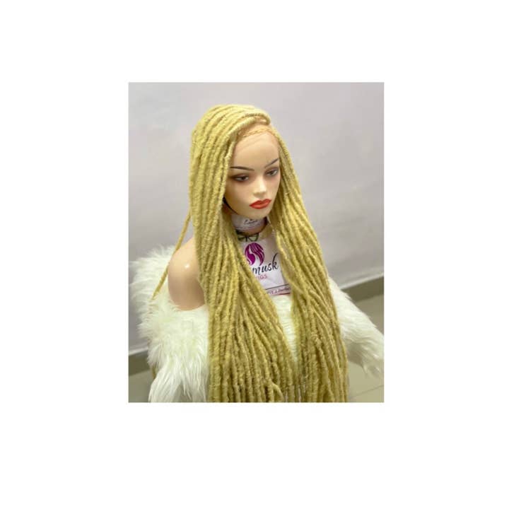 Lamuskwigs – wholesale Wig/hair piece – 36 inches Long distressed faux locs, blonde faux locs wig4