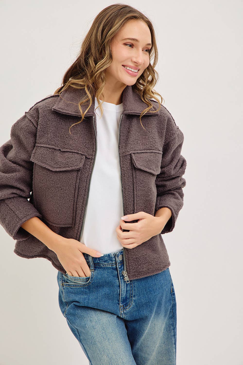 Sweet Lovely by Jen - Wholesale Bomber Jacket - Women's - TEXTURED BOMBER JACKET/OUTERWEAR 17