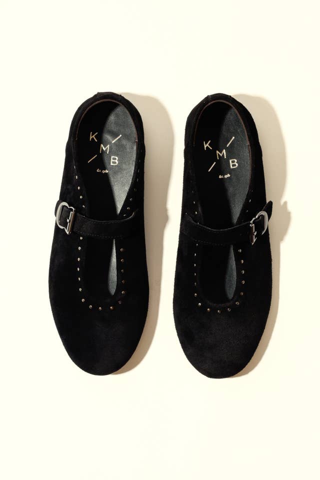 KMB Shoes - Wholesale Flats - Women's - MERCHE BLACK – Studded Ballet Flats
