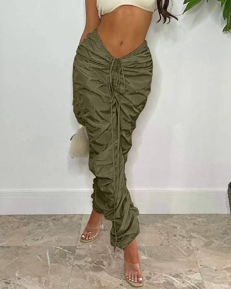 Queen Fashion - Vente Pantalon – femme - pantalon taille haute froncé avec cordon de serrage2