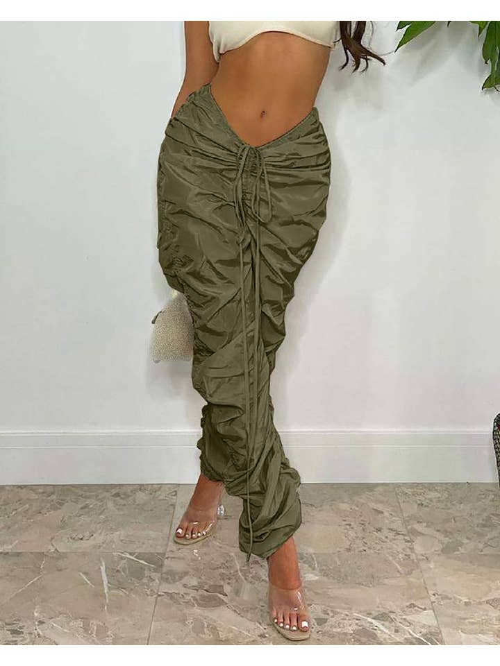 Queen Fashion - Vente Pantalon – femme - pantalon taille haute froncé avec cordon de serrage2