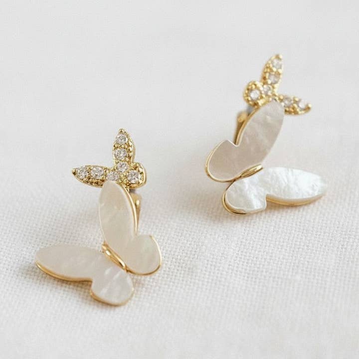 Ellemadera - Vente Boucles d'oreilles pendantes - Boucles d'oreilles pendantes coquillage papillon élégant0