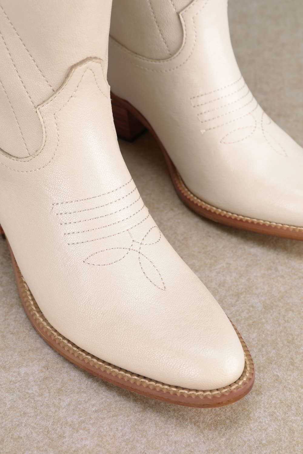 OFF WHITE MIRA HEART CUTOUT DESIGN WESTERN MID-CALF BOOTS for wholesale on Faire2