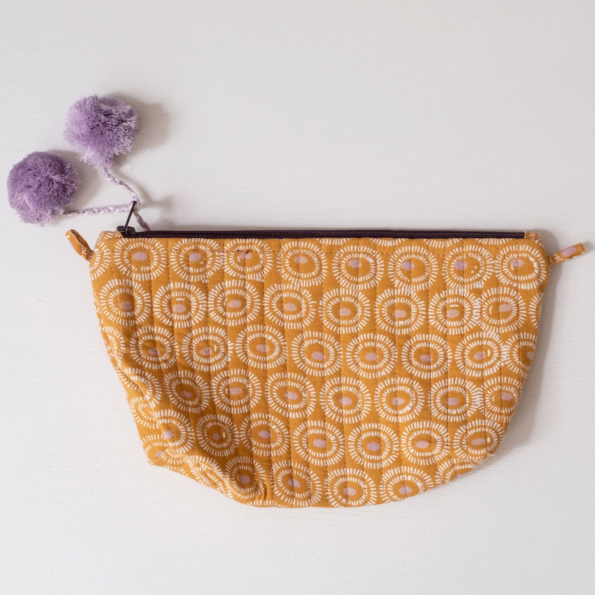Graymarket Design - Wholesale Makeup/Cosmetic Bag - Tangier Tangerine Block Printed Makeup Pouch1