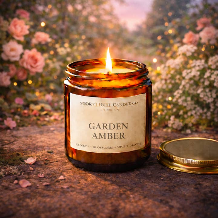 Garden Amber - Premium Coconut Apricot Wax Candle - Handmade Small Batch for wholesale by Storylight Candle Co