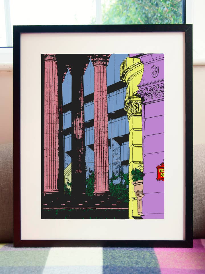 Stampa artistica degli edifici di Victoria Square a Birmingham per la vendita all'ingrosso da parte di Barmy Brummie