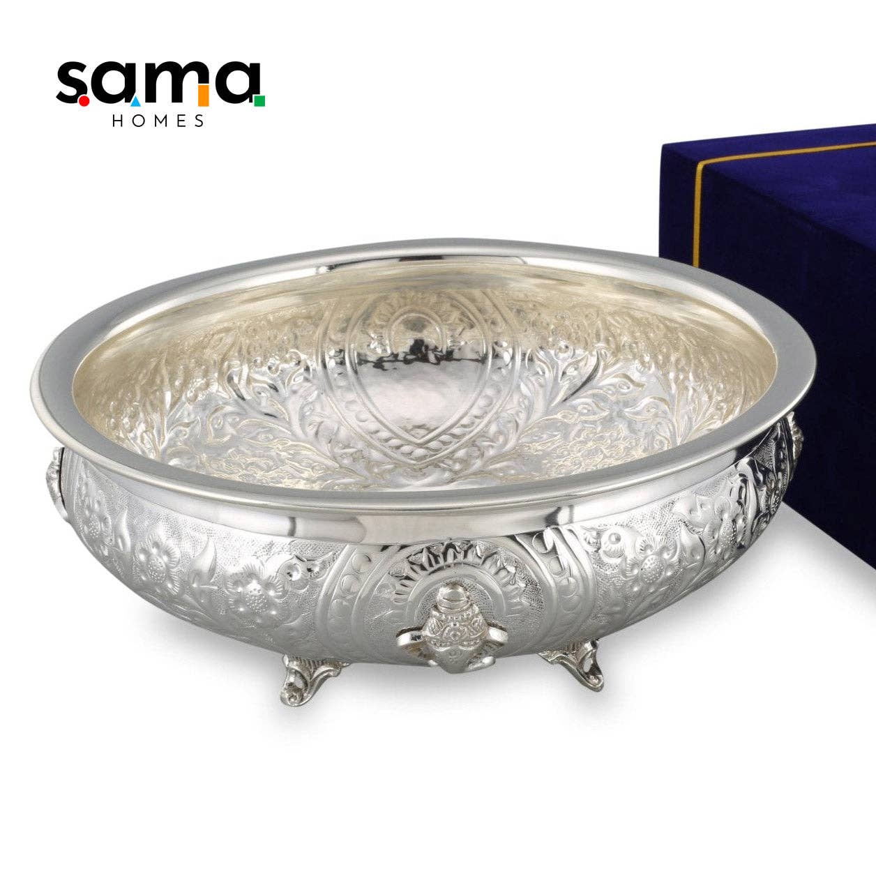 SAMA Homes – Großhandel Dekorative Platte/Teller/Schüssel – Ganesh Urli aus Messing mit Samtbox1