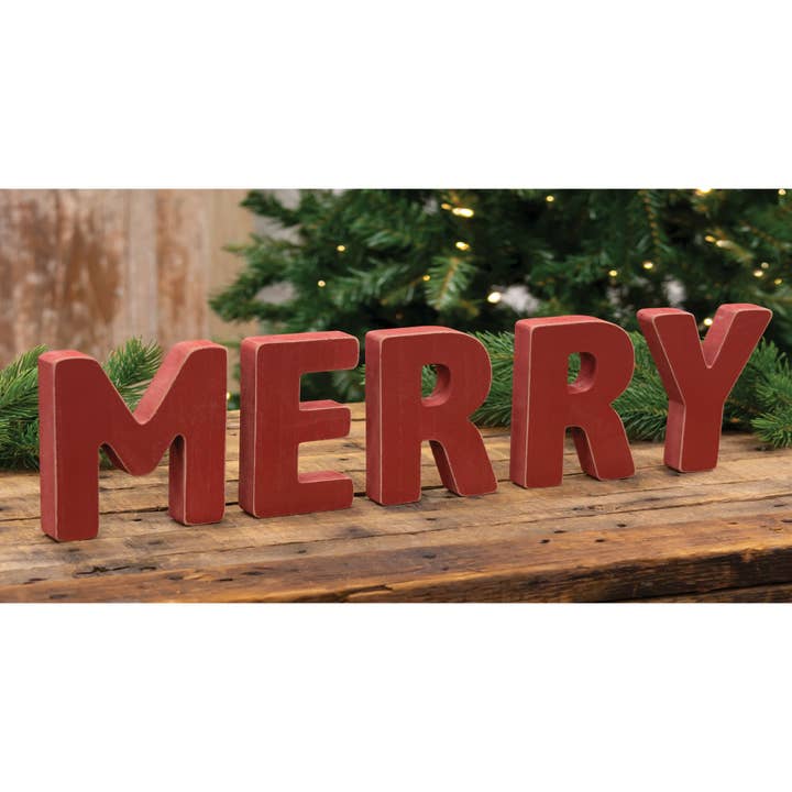 The Hearthside Collection – wholesale Christmas decoration – 5/Set, MERRY Wooden Letters
