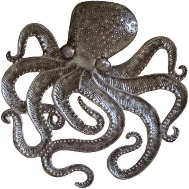 Haiti Fair Trade~ It's Cactus - Wholesale Wall Accent - Metal Octopus, Handmade Wall Decor, Nautical 15"