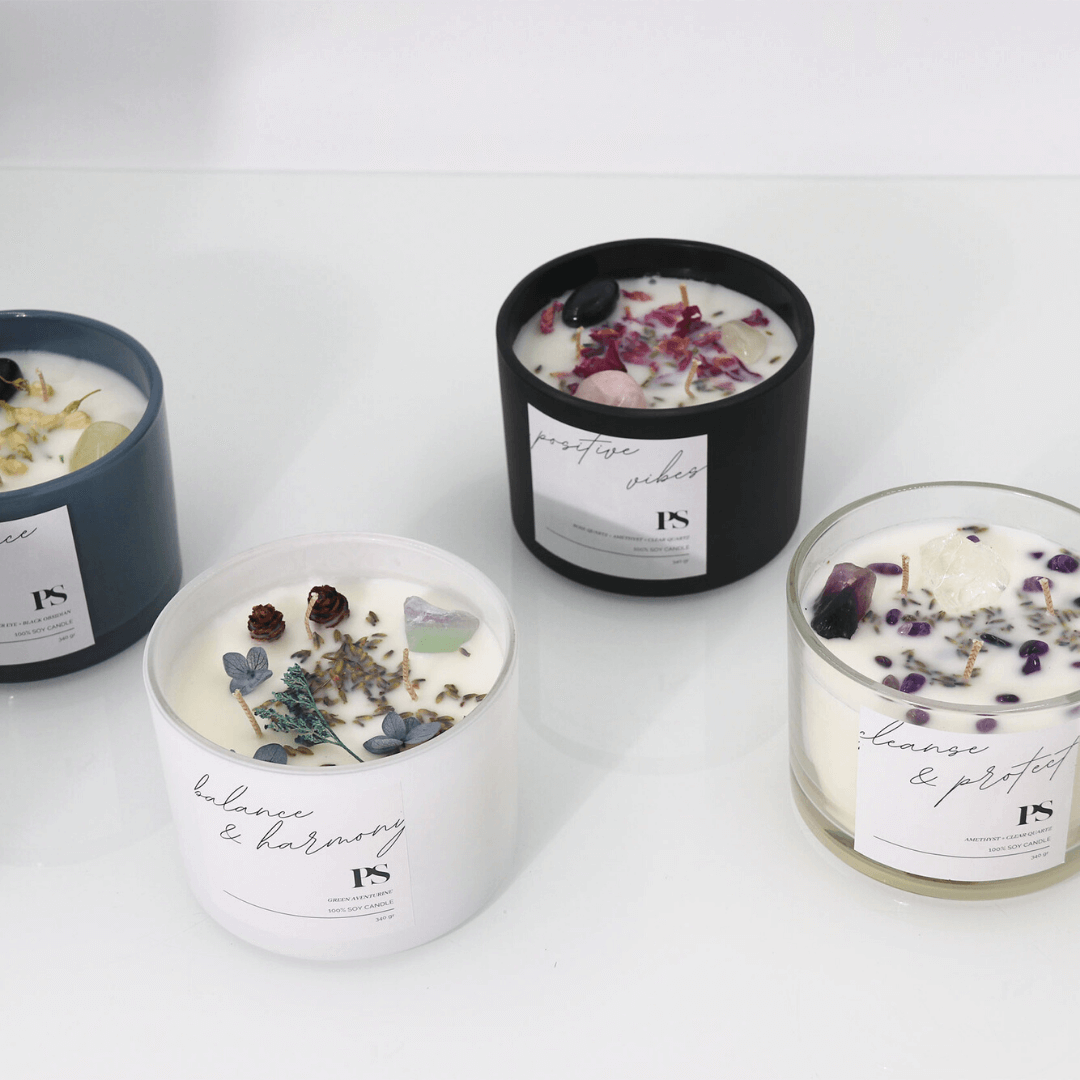Positivity Shop - Wholesale Jar/Filled Candle - Positive Vibes Gemstone Candle | Soy Wax | Golden Triangle9