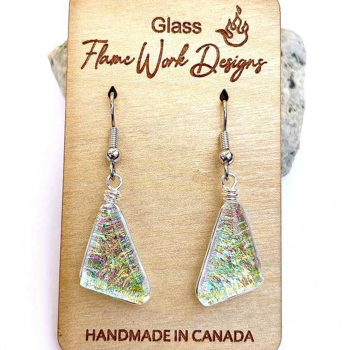 Flame Work Designs - Glass Jewelry - Wholesale Dangle Earrings - 4 Unique Dichroic EarringsÂ