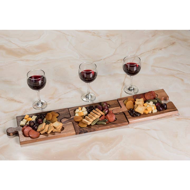 Kalmar Home - Wholesale Cheese Board - Interlocking Charcuterie Board/Wine Glass Holder