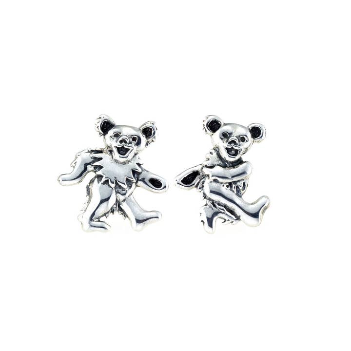 Boucles d'oreilles à tige en argent sterling Dancing Bear pour la vente par Cynthia Gale New York