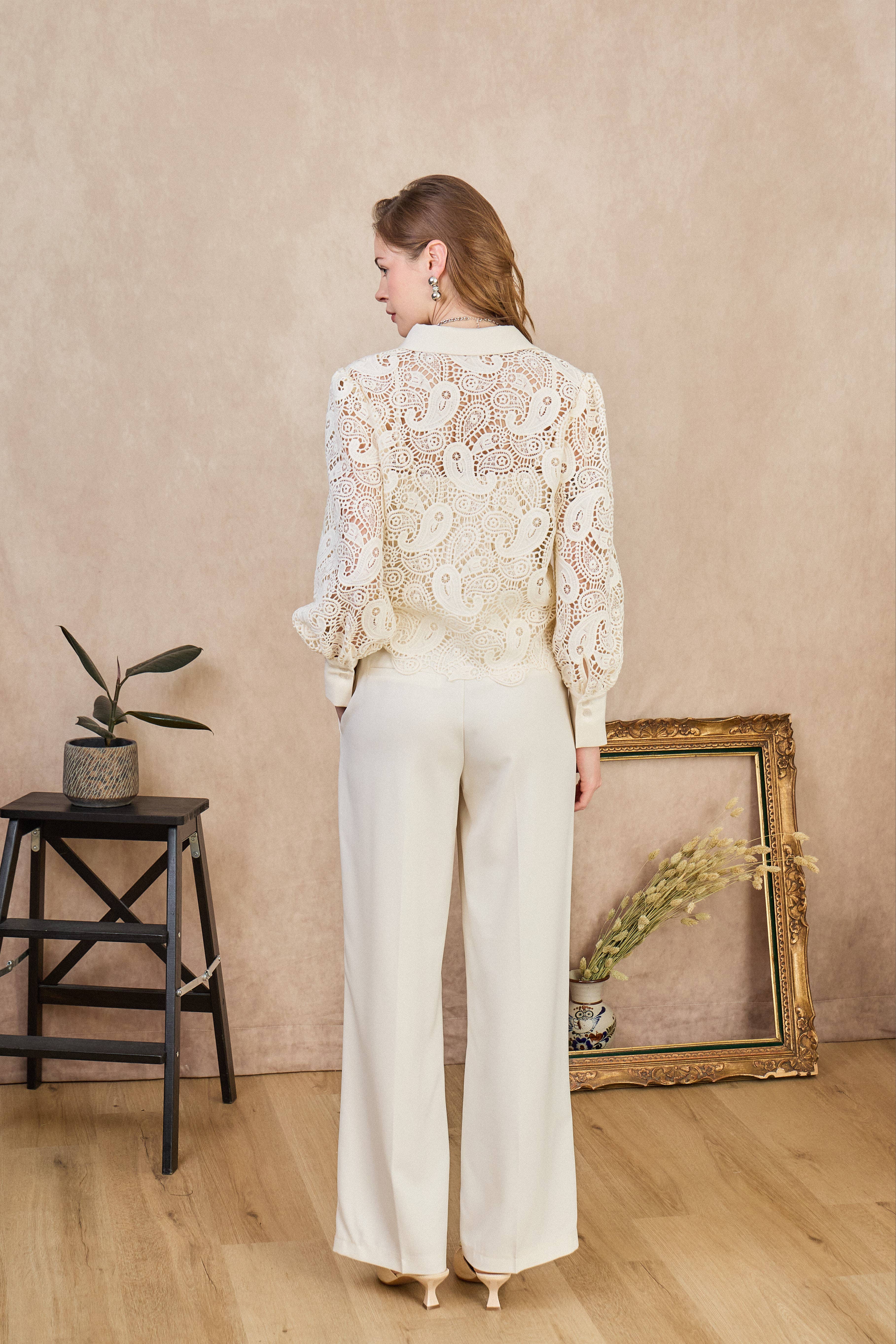 LULUMARY - Venta al por mayor Camisa con botones - Mujer - Blusa de encaje CH36122