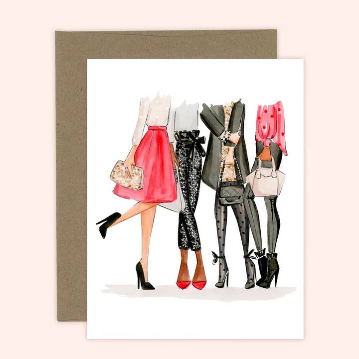 Holiday Ladies - Fashion Christmas Greeting Card for wholesale by Almeida Illustrations