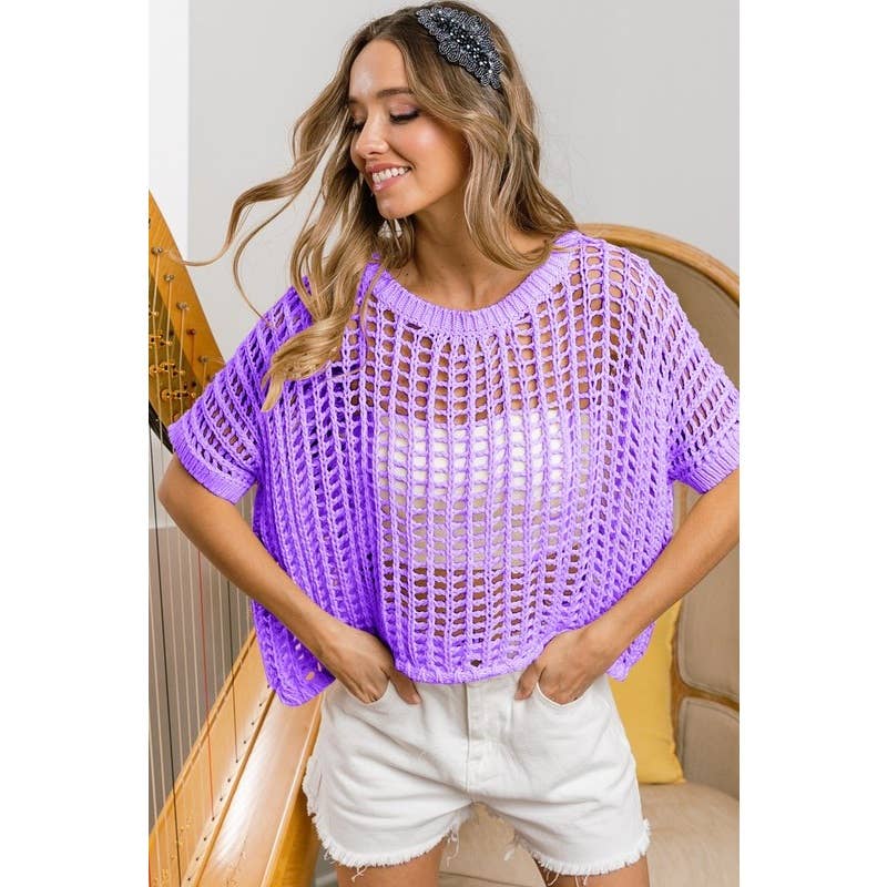 IVE – wholesale Knit top – Women's – SHORT SLEEVE NET CROCHET TOP5
