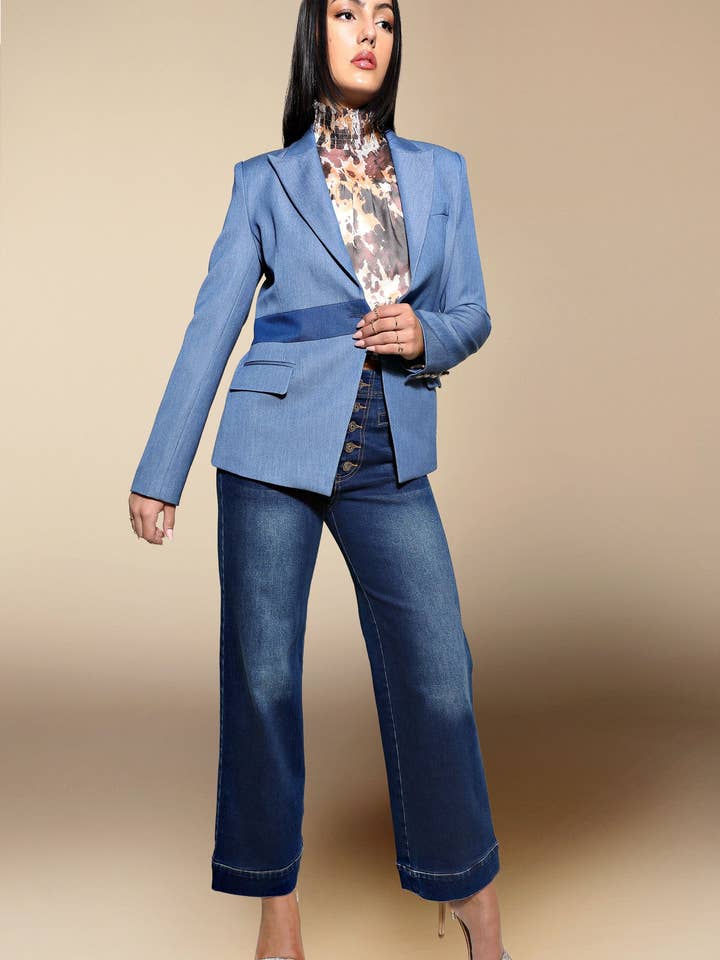 Two Tone Denim Blazer for wholesale by GRL The Label