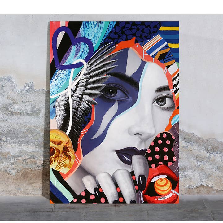 Tableau « Street Art Lady » M.Lolly coloré 70x100cm pour la vente par Gilde Handwerk Macrander GmbH & Co. KG