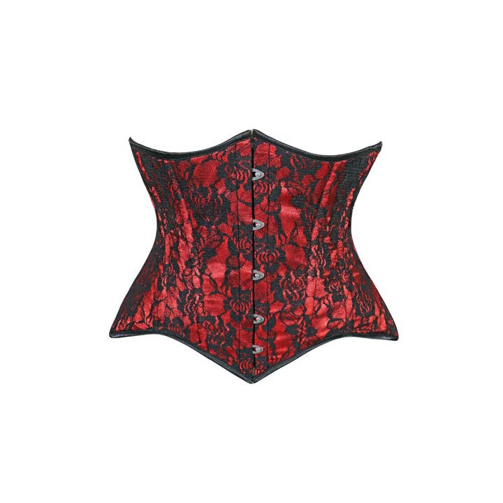 Lavish Red/Black Lace Underbust Corset Waist Cincher Busk Closure for wholesale by Daisy Corsets