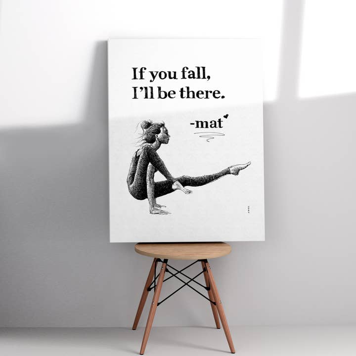 Woman In Yoga Pose On Yoga Mat With Inspirational Quote: Canvas Art Print for wholesale by Creations Awol