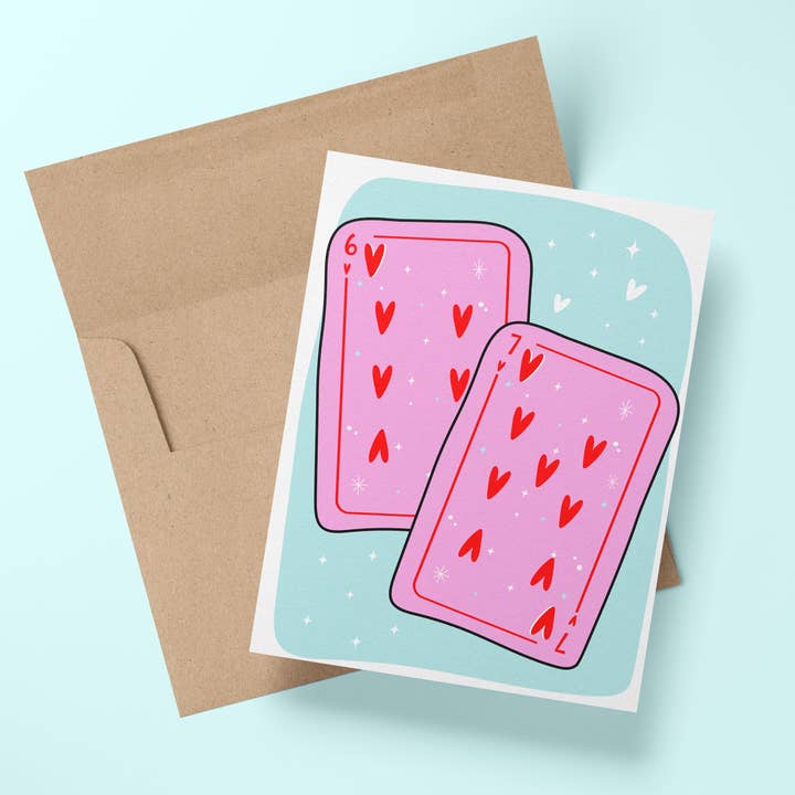 Six Seven 6 7 Meme Funny Valentine's Day Card for Kids for wholesale by Wee Birdy