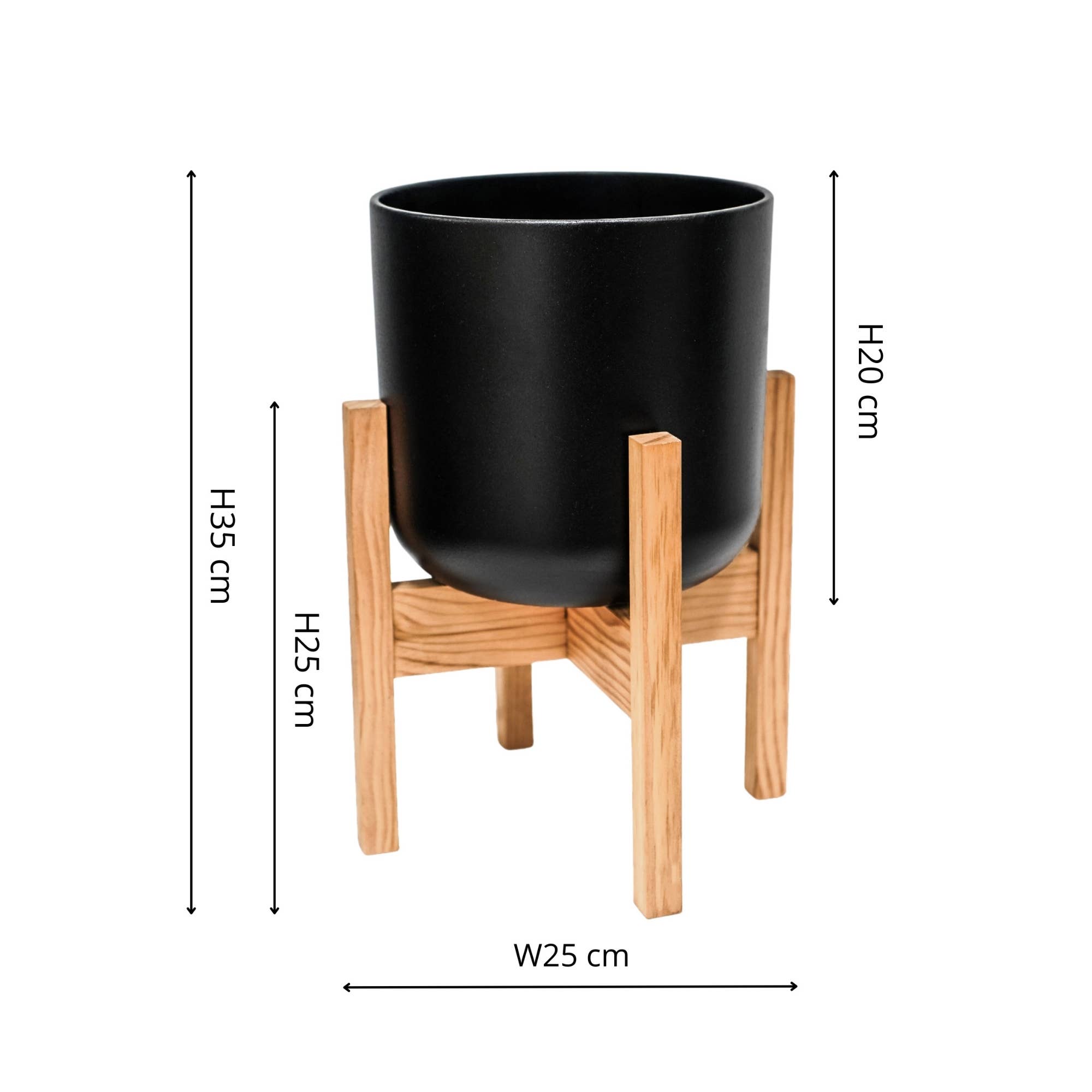 Ivyline - Vente Pot pour plante d'intérieur - Jardinière d'intérieur en céramique Lisbon avec support en bois2