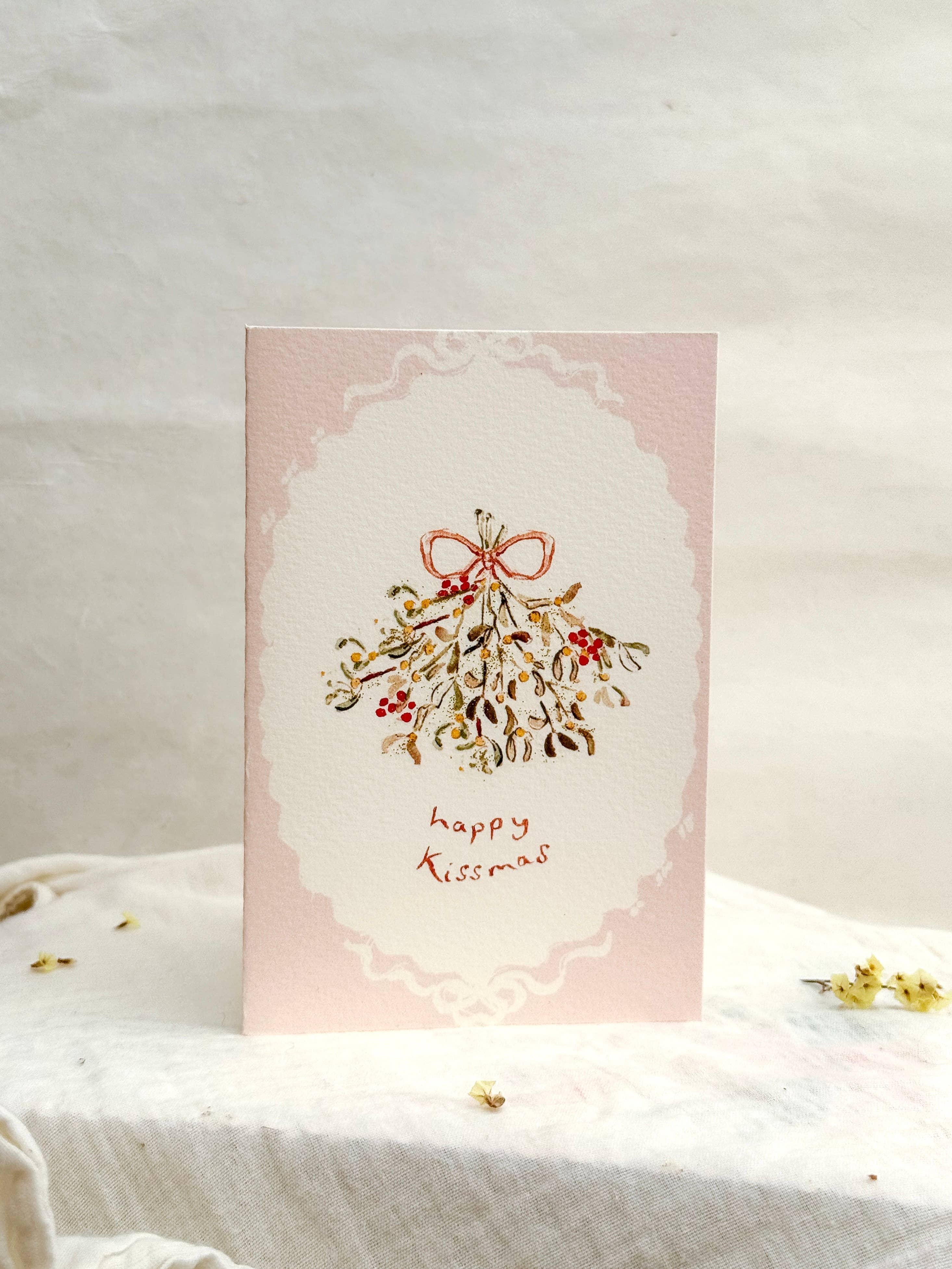 Sophie Amelia Creates – wholesale Christmas card – Happy Kissmas - hand finished glitter card0