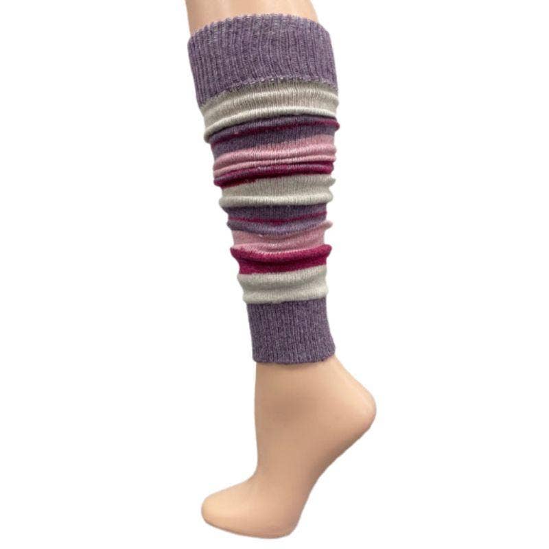 Sierra Socks - Wholesale Legwarmers - Women's - Girl's Stripe Lambswool Knee Hi Leg Warmers W42413