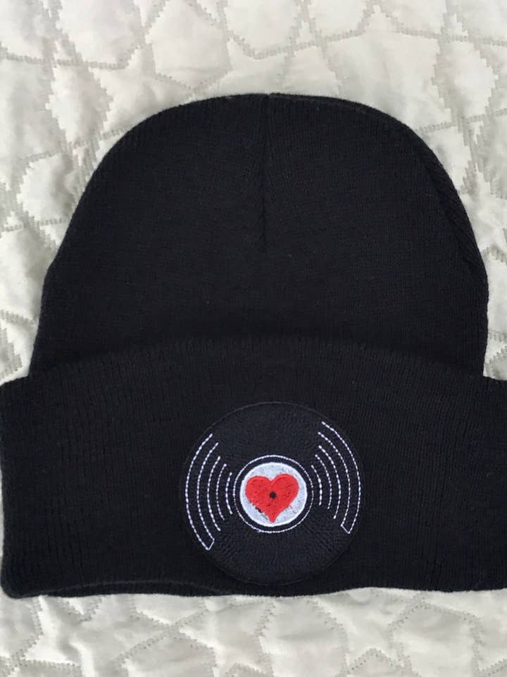 Embroidered LP Beanie Hat for wholesale by Nature Girl Industries/Center For Lost Objects