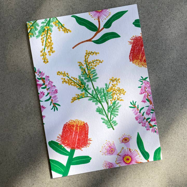 Lauren Sissons Studio - Vente Carte de vœux classique - Carte australienne avec fleurs sauvages - Voeux floraux illustrés1