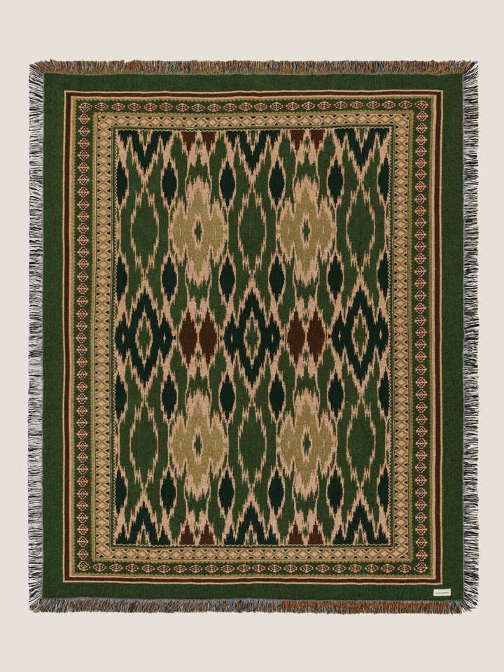 Nomad Green Ikat blanket for wholesale by Naming This Later