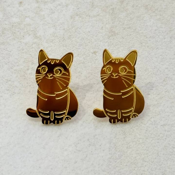 Cassette Barcelona - Wholesale Stud/Post Earrings - Â Stainless Steel Cat EarringsÂ