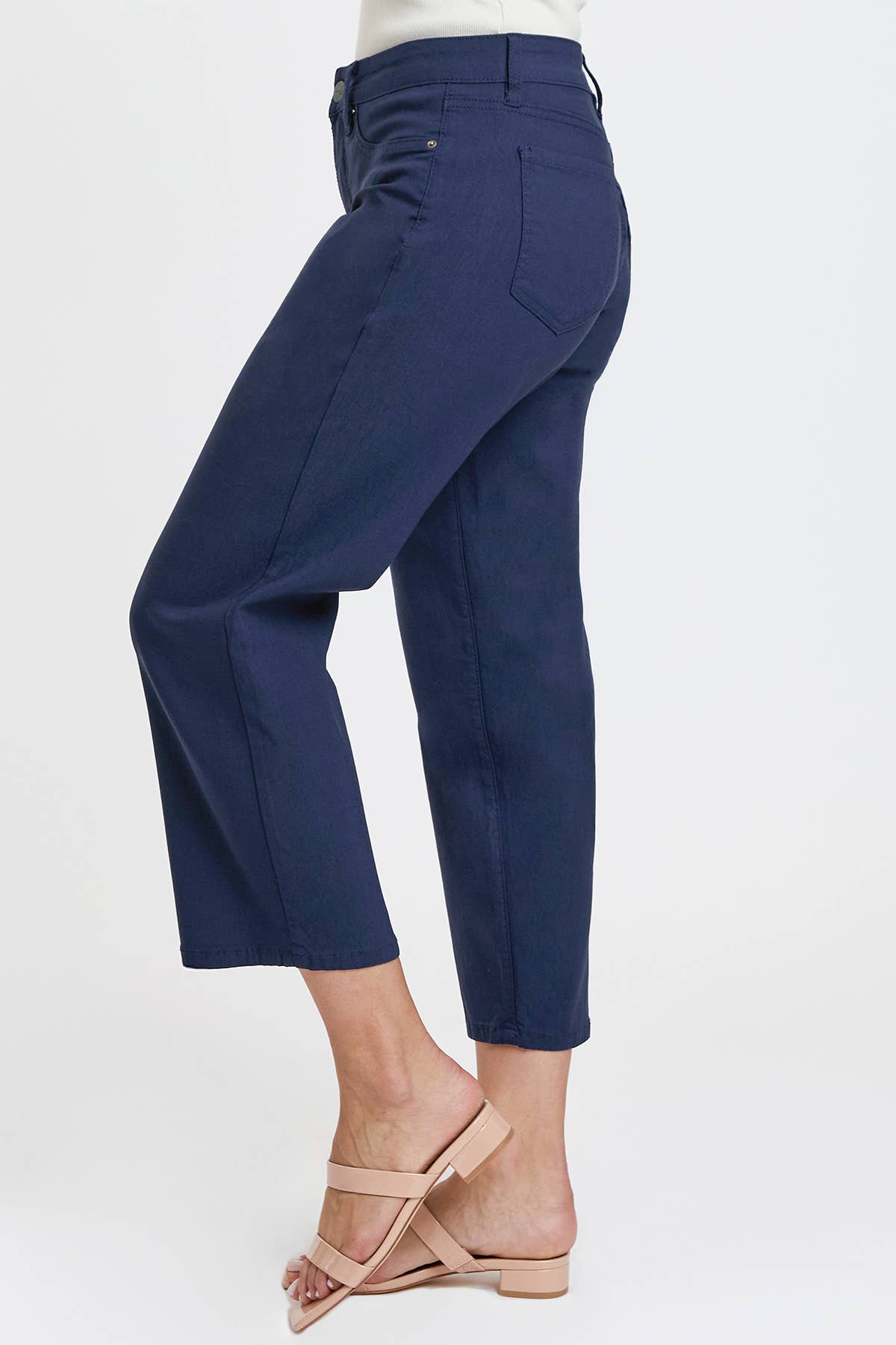 Navy Hyperstretch  Cropped Wide Leg Flood Pants, Navy-WF122631 for wholesale on Faire2