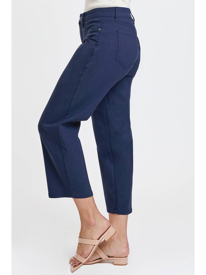 Navy Hyperstretch Cropped Wide Leg Flood Pants, Navy-WF122631 for wholesale on Faire2