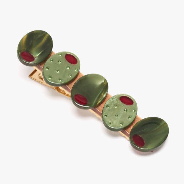 Green Olive Sparkly Cocktail Alligator Hair Clip Accessory for wholesale by WINONA IRENE