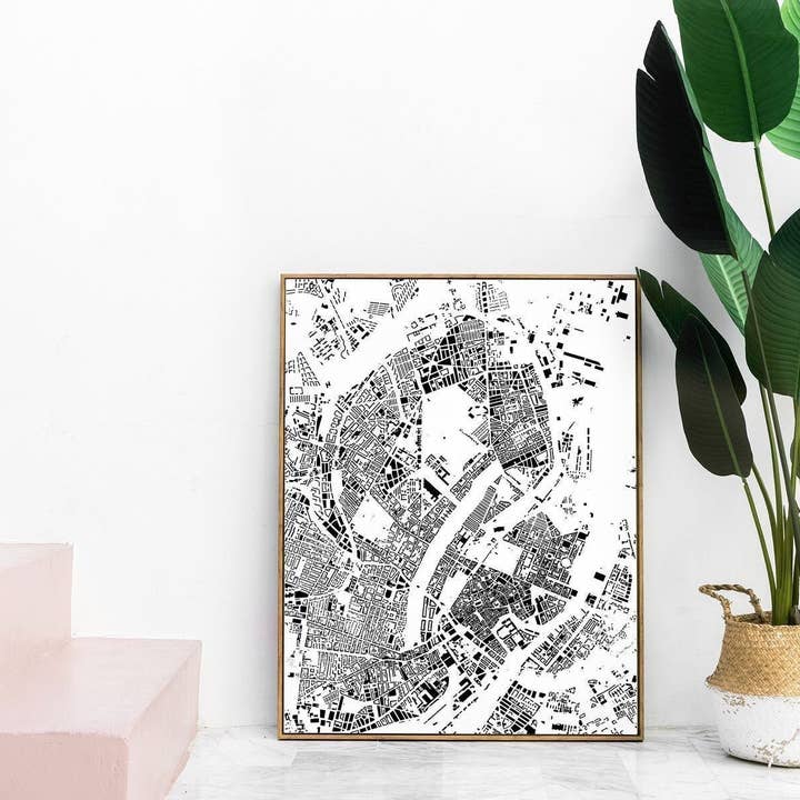 Copenhagen: Detailed Building Map, Premium White Canvas for wholesale by Nativah Chaya