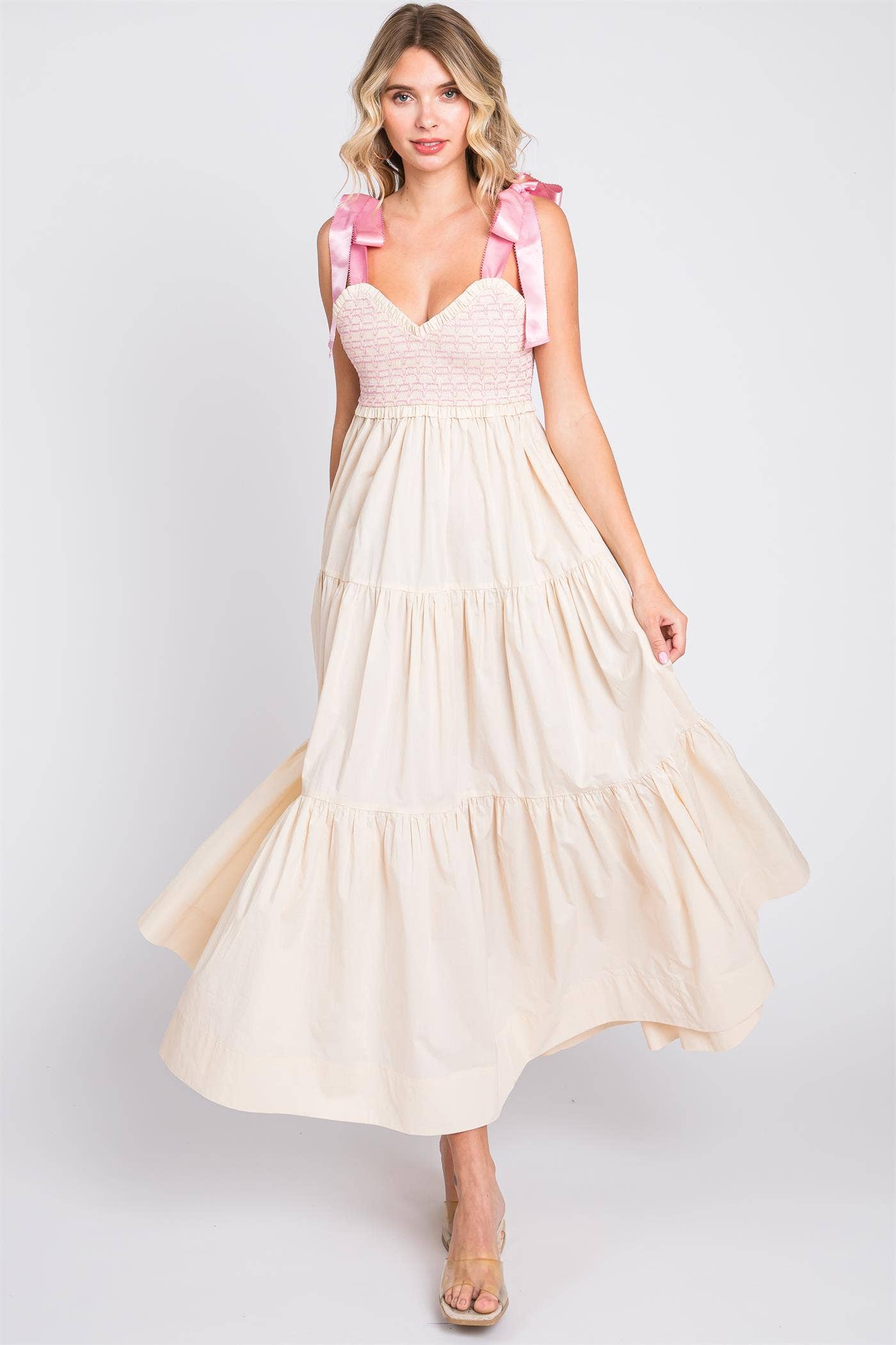 GeeGee x Lovelo - Vendita all'ingrosso Vestito - Donna - Abito midi plissettato a balze taglie comode, MD51552PL47