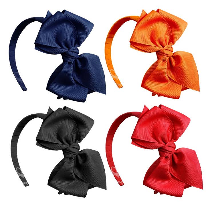 3/4" HARD HDBD W/ 6" GROSGRAIN BOW W/ EURO KNOT for wholesale by Beyond Creations, LLC