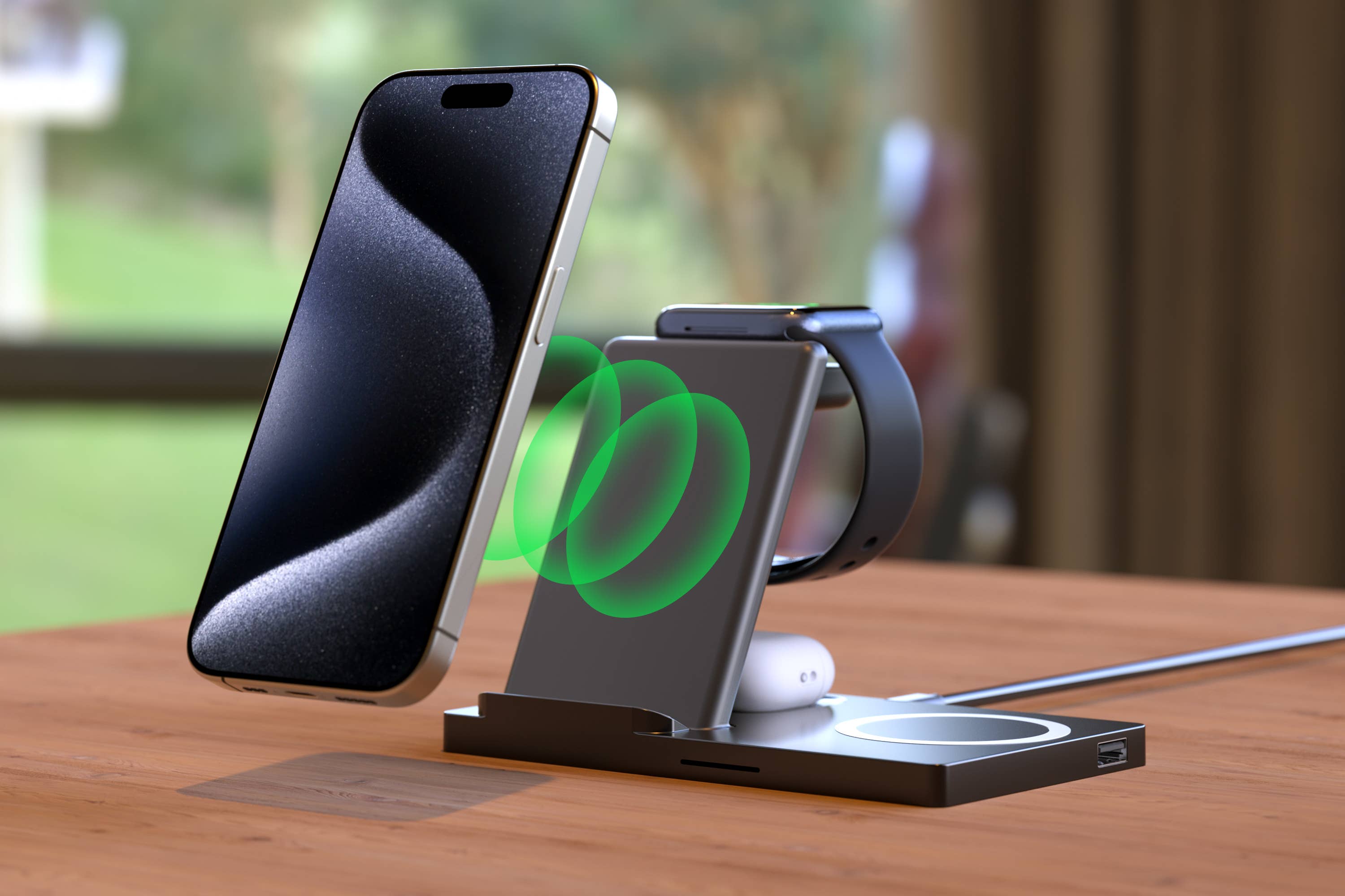 LAX Gadgets - Wholesale Charging Dock - 5in1 Wireless Charging Stand for Phones/AirPods Retail Pack3